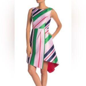 Ted Baker London Bay of Honor Stripe Asymetrical hem dress size 2